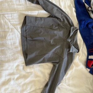 Powersoft crop Gray Quarter-Zip Pullover